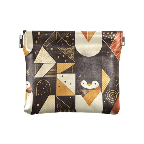 Pinguin Rotgold Damen Leder Münzgeldbörsen Beutel Tragbarer Schmuck-Organizer für Männer Frauen Reisen von sanluoli