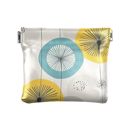 Pusteblume Geometrische Abstraktion Frauen Leder Bargeld Geldbörse Tragbare Kleingeldbörse für Mädchen Damen Handtasche von sanluoli