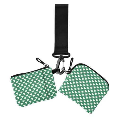 Rainbowhearts Geldbörse mit zwei Armbändern für Damen, niedlich, modisch, Kreditkartenetui, Organizer mit Münzfach mit Reißverschluss, Dunkelgrün, 2 Stück Rainbowhearts Geldbörse mit zwei Armbändern für Damen, niedlich, modisch, Kreditkartenetui, Organizer mit Münzfach mit Reißverschluss, Dunkelgrün, 2 Stück von sanluoli