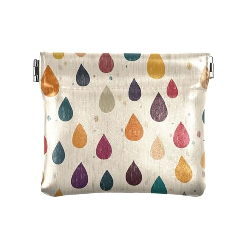 Raindrops Geldbörse aus Leder, Retro-Stil, Boho-Stil, minimalistisch, für Damen und Herren, praktische Tasche, Geldbörse, Make-up-Tasche für Mädchen und Damen von sanluoli
