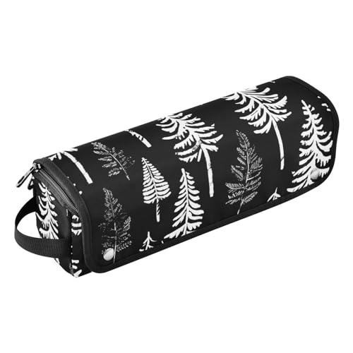 Reise-Werkzeugtasche und hitzebeständige Matte, wasserdicht, flacher Lockenstab, Reise-Organizer für Glätteisen, Glätteisen, Lockenstäbe, schwarz-weißes Design, Redwood Midnight Design von sanluoli