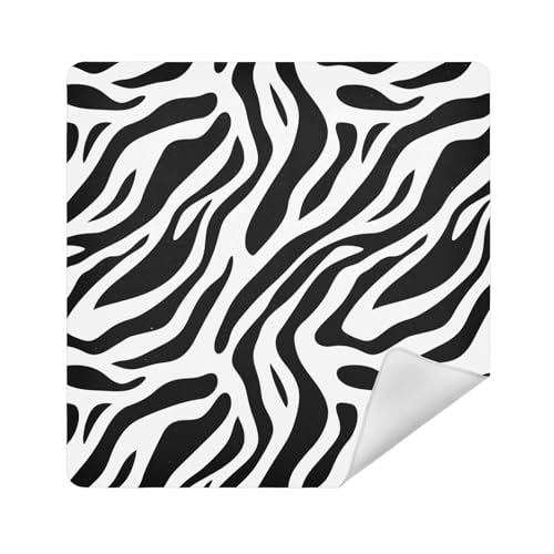 Reisetasche, Kamera-Objektivtuch, selbstklebend, tragbar, Make-up-Organizer, 35 x 35 cm, für Damen, Schwarz-weiße Textur, 21.7x21.7in von sanluoli