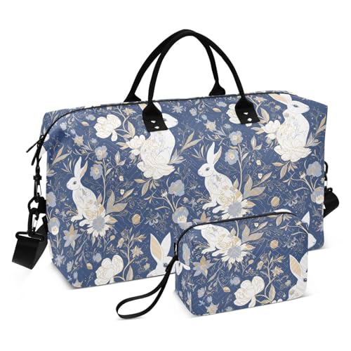 Reisetasche Weekender Seesack mit verstellbarem Gurt für Trekking großes Fassungsvermögen, Hasenblau, Hasenblau von sanluoli