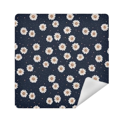 Reisetaschen, Kamera-Objektivtuch, selbstklebend, Kosmetiktasche, Organizer, 35 x 35 cm, Verpackung für Organisation, Schwarz / Weiß, Gänseblümchendesign, 17.7x17.7in von sanluoli