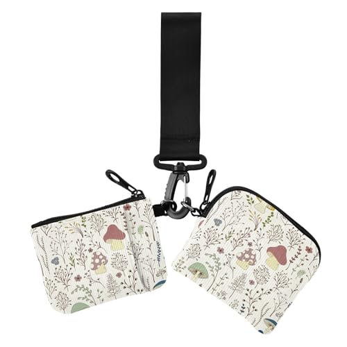Retro-Geldbörse mit bunten Wildblumen und Pilzen, für Damen, Kartenetui, großes Fassungsvermögen, Geldorganizer mit Reißverschluss, Münzfach für Damen, 2 Packungen Retro-Geldbörse mit bunten Wildblumen und Pilzen, für Damen, Kartenetui, großes Fassungsvermögen, Geldorganizer mit Reißverschluss, Münzfach für Damen, 2 Packungen von sanluoli