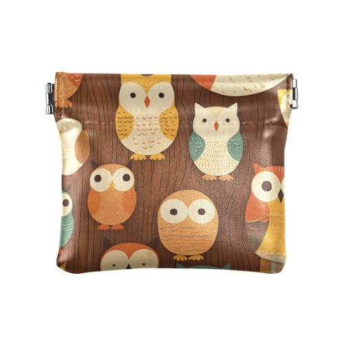 Retro Rustikale Eulen Vintage Frauen Leder Münzgeldbörse Tragbare Make-up Periode Tasche für Frauen Jungen Mädchen von sanluoli