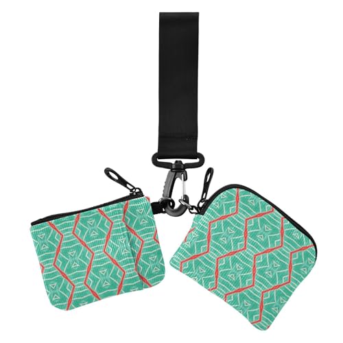 Retro abstrakte Damen-Münzbeutel, Kartenhalter, schlank, tragbar, Kreditkartenetui, Organizer mit Reißverschluss, Münzfach für Arbeit, Reisen, 2 Stück Retro abstrakte Damen-Münzbeutel, Kartenhalter, schlank, tragbar, Kreditkartenetui, Organizer mit Reißverschluss, Münzfach für Arbeit, Reisen, 2 Stück von sanluoli