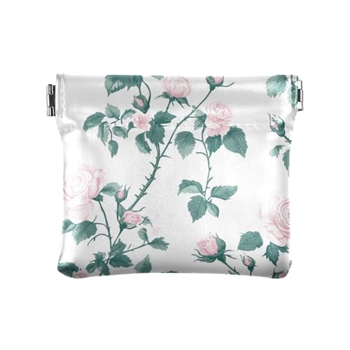 Rose Light Peach White Damen Kleine Leder Münzbörse Geldbörse Niedlicher Kartenhalter für Frauen von sanluoli