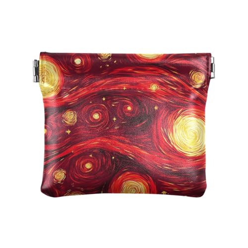 Rot-Gelb Sky Circles Damen Leder Münzgeldbörse Süßes Reisezubehör für Frauen Jungen Mädchen von sanluoli