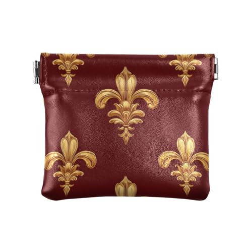 Royal Pattern Gold Red Valentine's Day2 Damen Leder Münzgeldbörse Fancy Card Schlüssel Organizer für Frauen Jungen Mädchen von sanluoli