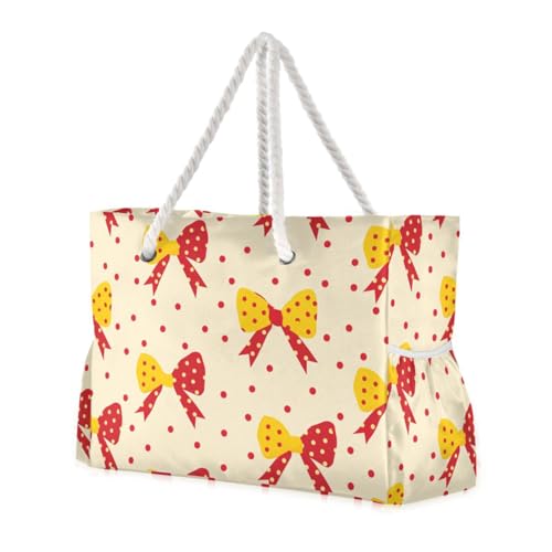 Sanddichte Damen-Tragetasche mit Seitentaschen, gepunktet und Schleife, aus Gummi, Strandtasche für Reisen, Fitnessstudio, Urlaub Sanddichte Damen-Tragetasche mit Seitentaschen, gepunktet und Schleife, aus Gummi, Strandtasche für Reisen, Fitnessstudio, Urlaub von sanluoli