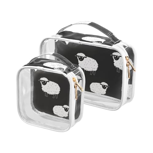 Schwarze und weiße Illustration Schaf Slatoiletry Taschen für TSA-zugelassene wiederverwendbare Kosmetik-Reisetasche Herren Rasierset von sanluoli