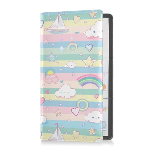 Segelboot Island Cartoon Premium Leder Auto Registrierung und Versicherung Kartenhalter Präfekt Auto Essentials Brieftasche für Ausweis, Führerschein, Schlüssel Kontaktinformationskarten von sanluoli