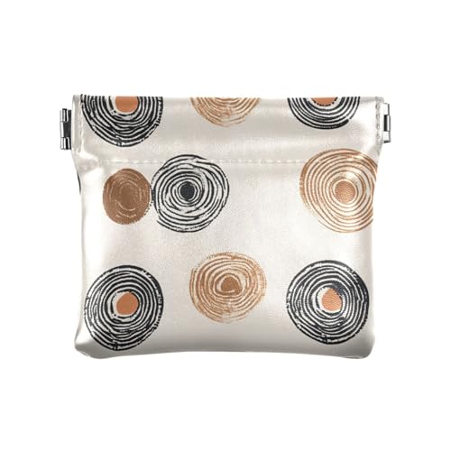 Simple Boho Retro Circle Damen Leder Münzbörse Wasserdicht Mini Kosmetikkoffer für Frauen von sanluoli