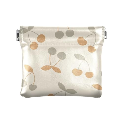 Simple Cherries Retro Minimalistische Damen Leder Münzbörse Fancy Make-up Tasche Wechselgeldbörse für Frauen Jungen Mädchen, Einfache Kirschen Retro Minimalistisch, 1 size, modisch von sanluoli