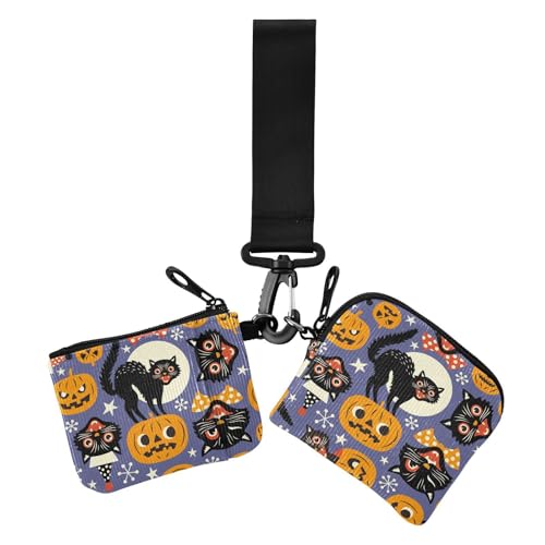 Spooky Cats and Happy Halloween Pumpkins Damen Geldbörsen Kartenetuis Dünn Flach Kartenetui Geld Organizer mit Reißverschluss Münzfach für Arbeit Reisen 2 Stück Spooky Cats and Happy Halloween Pumpkins Damen Geldbörsen Kartenetuis Dünn Flach Kartenetui Geld Organizer mit Reißverschluss Münzfach für Arbeit Reisen 2 Stück von sanluoli