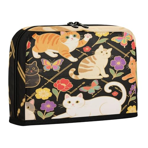 Stiftehalter, große Kapazität, Make-up-Tasche, multifunktionale Münze für Lehrer, High School, niedliche Katzenblüten von sanluoli