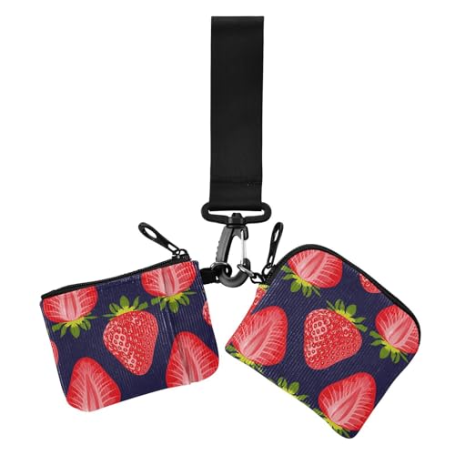 Strawberries Slices Damen Kartenetuis Kleingeldhalter Kleine abnehmbare Münzbörse Geldbörse Tasche mit Reißverschluss Münzfach für Frauen 2 Stück von sanluoli