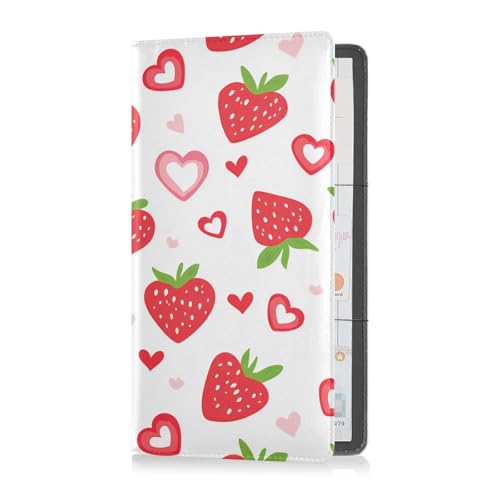 Strawberry Country Style Valentinstag Premium Leder Auto Registrierung & Versicherung Kartenhalter Auto Handschuhfach Organizer für Ausweis, Führerschein, Schlüsselkontaktinformationskarten von sanluoli