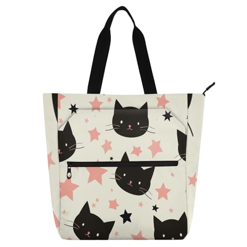 Süße Cartoon-Katzen-Bücher-Tragetasche für Kinder, Jungen, Mädchen, Gothic, leicht, Bibliothek, Büchertasche, Schultertasche mit Reißverschluss, für Schule, Arbeit, Reisen, Regenbogen-Schulbedarf Süße Cartoon-Katzen-Bücher-Tragetasche für Kinder, Jungen, Mädchen, Gothic, leicht, Bibliothek, Büchertasche, Schultertasche mit Reißverschluss, für Schule, Arbeit, Reisen, Regenbogen-Schulbedarf von sanluoli