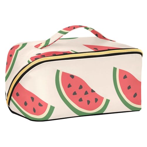 Süße Cartoon-Wassermelonen-Kosmetiktasche mit Trennwänden, Essentials Kosmetiktasche für Geldbörse mit Fächern und Griff Süße Cartoon-Wassermelonen-Kosmetiktasche mit Trennwänden, Essentials Kosmetiktasche für Geldbörse mit Fächern und Griff von sanluoli