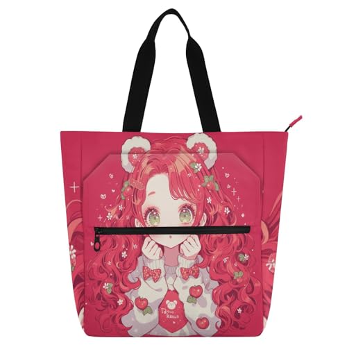 Süße Kirschrote einfache Bären-Mädchen-Kinder-Tragetasche, Klavier-Büchertasche für Jungen, Mädchen, Erwachsene, Gothic, wasserdicht, wiederverwendbar, Einkaufstasche mit Reißverschlusstaschen für Süße Kirschrote einfache Bären-Mädchen-Kinder-Tragetasche, Klavier-Büchertasche für Jungen, Mädchen, Erwachsene, Gothic, wasserdicht, wiederverwendbar, Einkaufstasche mit Reißverschlusstaschen für von sanluoli