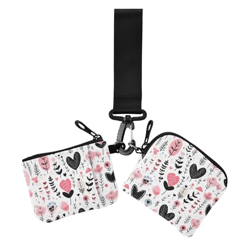 Süßes süßes Herz frisch weiß Damen Dual Wallet Visitenkartenetuis klein tragbar Kartenetui Geld Organizer mit Armband für den täglichen Gebrauch 2 Stück von sanluoli