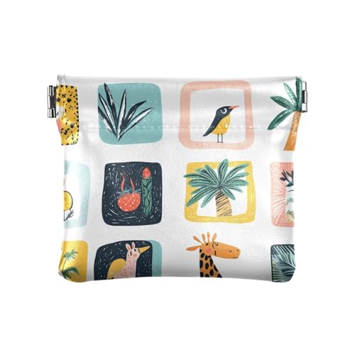 Summer Plaids Cartoon Tropical PU Leather Small Coin Fancy Card Key Organizer for Woman Girl von sanluoli