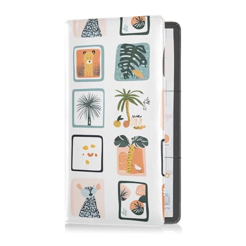 Summer Plaids Cartoon Tropical Pu Leather Auto Registration Insurance & ID Card Holder Glove Box Compartment Organizer for ID, Driver's License, Key Contact Information Cards von sanluoli