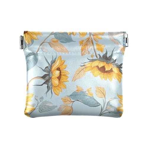 Sunflowers Babyblau Damen Leder Münzgeldbörse Tragbare Kleingeldbörse für Mädchen Frauen Damen Sunflowers Babyblau Damen Leder Münzgeldbörse Tragbare Kleingeldbörse für Mädchen Frauen Damen von sanluoli
