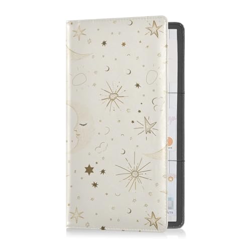 Suns Retro Stars Boho Premium Leder Auto Registrierung Versicherung & Ausweishalter Automobile Wallet Case Organizer für Karten, wichtige Dokumente Führerschein von sanluoli