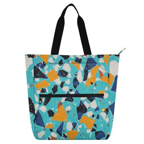 Terrazzo-Muster Glory Blue Büchertasche Kunst Tote Bag für Kinder, Studenten und Erwachsene, Gothic, leicht, Kinderbuch-Tragetasche, wiederverwendbare Einkaufstasche, Handtasche für Schule, Einkaufen Terrazzo-Muster Glory Blue Büchertasche Kunst Tote Bag für Kinder, Studenten und Erwachsene, Gothic, leicht, Kinderbuch-Tragetasche, wiederverwendbare Einkaufstasche, Handtasche für Schule, Einkaufen von sanluoli
