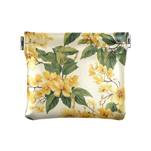 Thailand Golden Shower Tree Beauty Flowers PU Leather Change Purse Fancy Card Cases Money Organizer for Men Women Travel von sanluoli