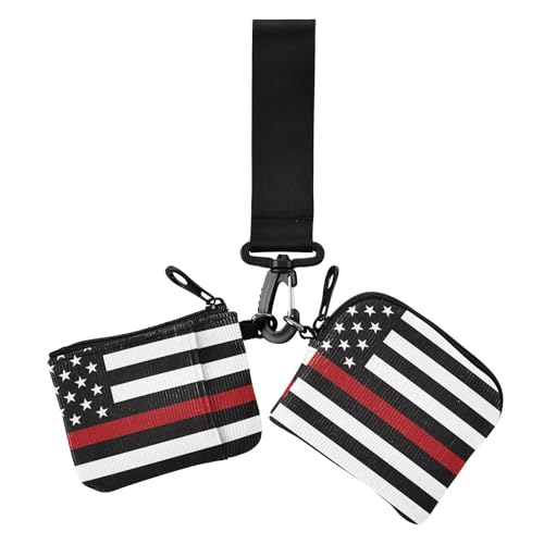 Thin Red Line USA American Honoring Firefighter Damen Kartenetuis Kleingeldhalter Niedliche Mode Kleingeldbörse Geldbörse Geldbörse mit Schlüsselanhänger für Damen 2 Packungen von sanluoli
