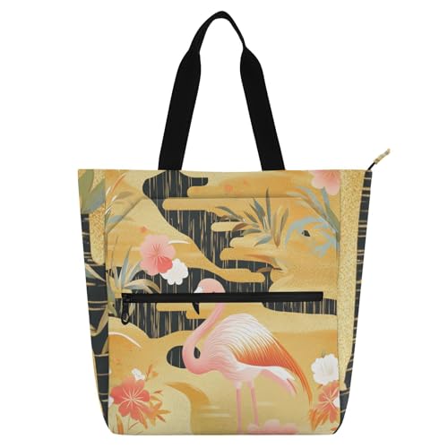 Tragetasche im japanischen Stil mit Flamingos, für Kinder und Erwachsene, Gothic, wasserdicht, Bibliotheks-Umhängetasche, Handtasche mit Reißverschluss, für Schule, Arbeit, Reisen Tragetasche im japanischen Stil mit Flamingos, für Kinder und Erwachsene, Gothic, wasserdicht, Bibliotheks-Umhängetasche, Handtasche mit Reißverschluss, für Schule, Arbeit, Reisen von sanluoli
