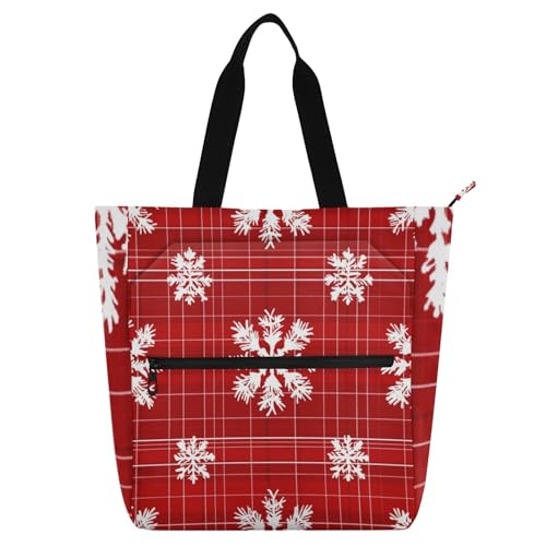 Tragetasche mit Schneeflocken-Motiv, rot, niedlich, für Jungen, Mädchen, Erwachsene, Gothic, große Bibliotheksbuch-Tragetasche, Schultertasche mit Taschen für Schule, Arbeit, Reisen Tragetasche mit Schneeflocken-Motiv, rot, niedlich, für Jungen, Mädchen, Erwachsene, Gothic, große Bibliotheksbuch-Tragetasche, Schultertasche mit Taschen für Schule, Arbeit, Reisen von sanluoli