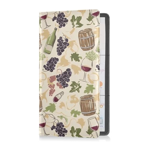 Trauben Weingläser Einfache Retro Rustikale Leder Auto Zulassung und Versicherung Halter Auto Essentials für Ausweis, Führerschein, Schlüssel Kontaktinformationskarten von sanluoli