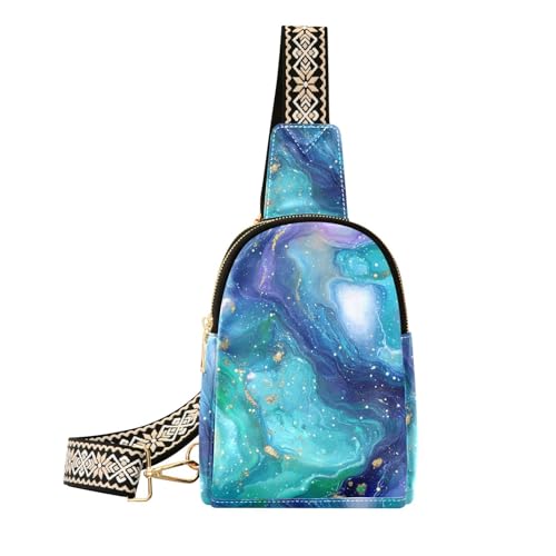 Trendige, leichte Gürteltasche für Damen, Motiv: Galaxie, Sternenwellen, Violett / Blau von sanluoli