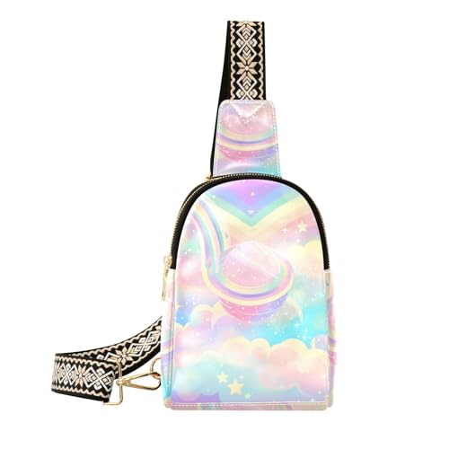Trendige A Pastel Rainbow Sky Brusttasche für Mehrzweck-Körpertaschen für Damen zum Wandern von sanluoli