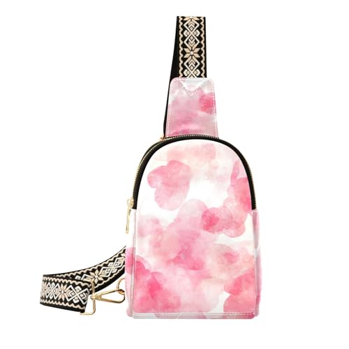 Trendige Aquarell-Pfirsichblumen-Gürteltasche für Herren, Diebstahlschutz, Leder, Crossbody-Bauchtaschen zum Wandern von sanluoli