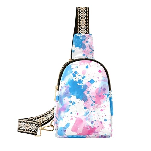 Trendige Aquarell-Spritztasche für Damen, wasserfest, Pastellblau und Weiß, Tagesrucksack von sanluoli