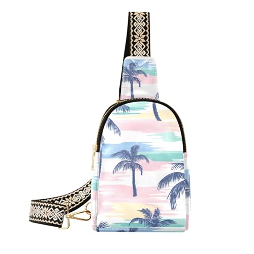 Trendige Boho-Gürteltasche für Herren, einfacher Stil, Island, Kokosnussbaum, Diebstahlschutz, Brusttasche zum Wandern von sanluoli