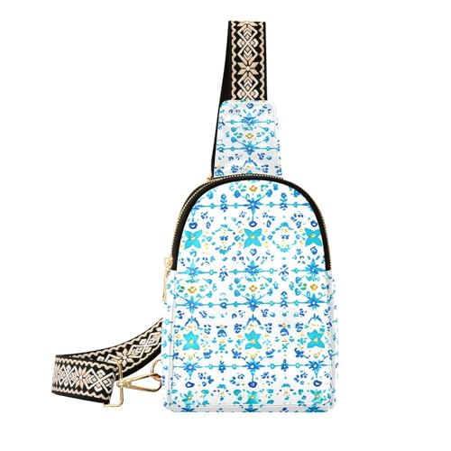 Trendige Boho-Schultertasche mit einfachem Stil, tropisches Muster, blau, für Herren, wasserdichte Tasche für Damen, Crossbody für Reisen von sanluoli