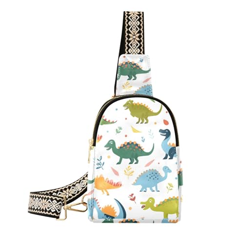 Trendige Cartoon-Farbe, Dinosaurier-Schultertasche, niedliche Bauchtasche, Umhängetasche zum Wandern von sanluoli