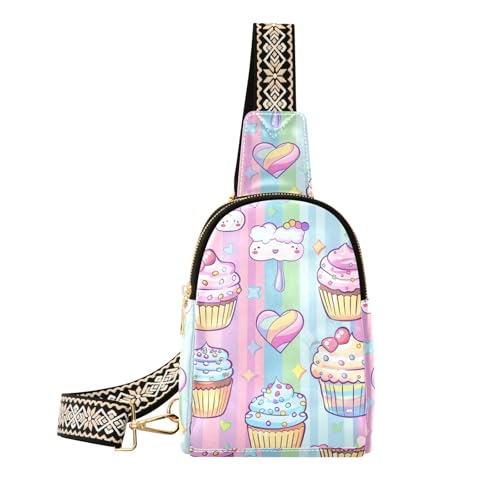 Trendige Cartoon-Pastellkuchen, kleine Bauchtasche, modische Bauchtasche für Herren, Tagesrucksack Trendige Cartoon-Pastellkuchen, kleine Bauchtasche, modische Bauchtasche für Herren, Tagesrucksack von sanluoli
