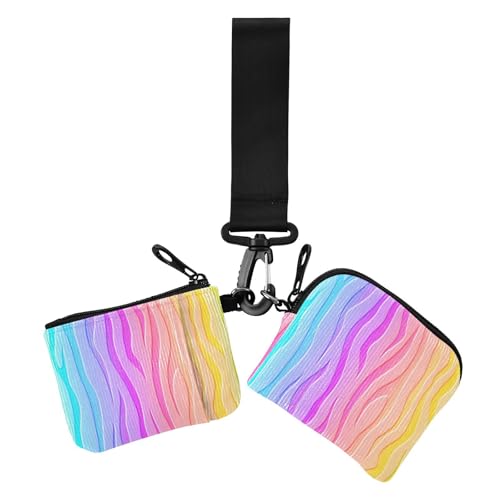Trendige Damengeldbörsen mit Regenbogenstreifen, Kartenetui, Mini-Geldbörse, mit Reißverschluss, Münzfach für Damen, 2 Packungen Trendige Damengeldbörsen mit Regenbogenstreifen, Kartenetui, Mini-Geldbörse, mit Reißverschluss, Münzfach für Damen, 2 Packungen von sanluoli