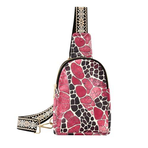 Trendige Gürteltasche aus Leder mit Schlangenfellstruktur, französische Kunst, Valentinstag, Schultertasche, Umhängetasche für Reisen von sanluoli