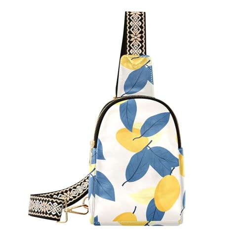 Trendige Gürteltasche aus Leder mit gelbem Zitronen-Illustration, Diebstahlschutz, Crossbody-Tasche für Damen für Reisen von sanluoli
