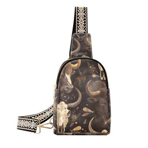 Trendige Gürteltasche für Damen, Kuh, schwarzes Skelett, robuster Rucksack für Damen von sanluoli