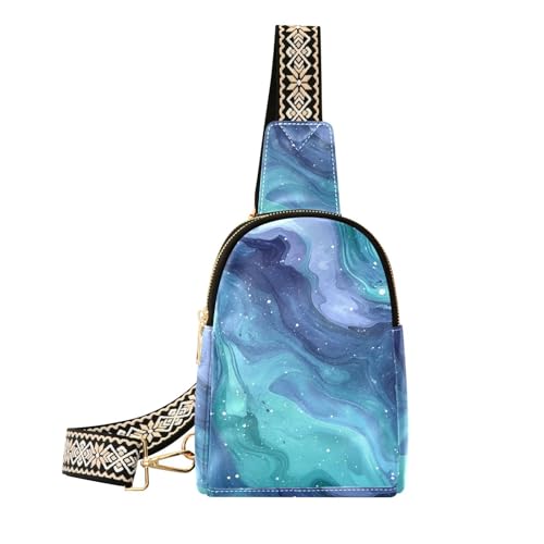 Trendige Gürteltasche für Damen, Motiv: Galaxie, Sternenwellen, Violett / Blau von sanluoli